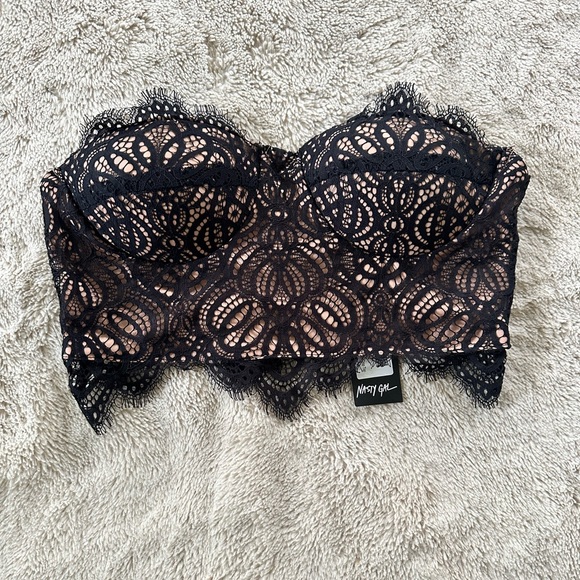 Nasty Gal Petite Strapless Lace Cropped Corset Top - Picture 5 of 12